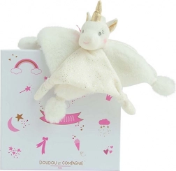 Set cadou Doudou – pătura‑jucărie din pluș, unicorn, 22 cm