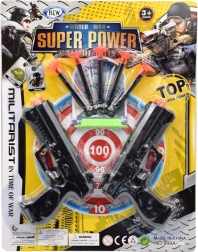 Pistol de jucărie cu țintă – set cu două pistoale și gloanțe cu ventuză