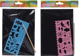 Imagine de zgâriat A5 cu șablon și creion