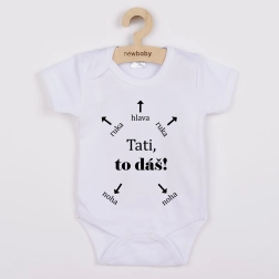 Body pentru copii cu imprimeu NEW BABY Tati, poți! – mânecă scurtă