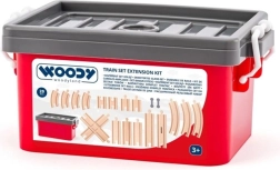 Set Woodyland de șine din lemn într-o cutie din plastic - 20 buc.