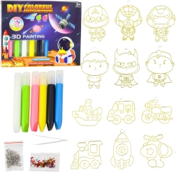 Set creativ pentru pictură 3D cosmos – 6 culori și 12 pandantive