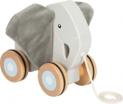 Jucărie de tras din lemn Elefant cu urechi șușotitoare