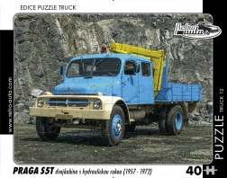 Puzzle Retro mașini TRUCK Praga S5T cabină dublă cu braț hidraulic 40 piese