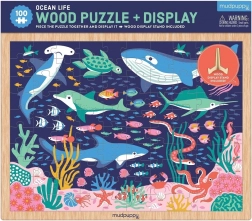 Puzzle din lemn Mudpuppy Viața în ocean cu suport – 100 piese