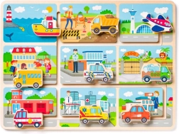 Puzzle din lemn cu tematică de transport