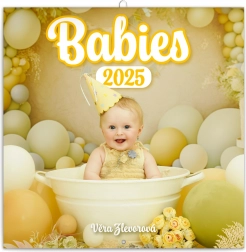 Calendar de perete pentru notițe Babies 2025 – Věra Zlevorová, 30 × 30 cm