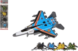 Set de 4 avioane de vânătoare, caroserie metalică și mecanism pull-back, mix de culori, 10 cm