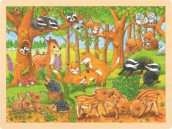 Goki puzzle din lemn pui de animale în pădure 48 piese