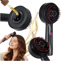 Perie electrică de masaj pentru scalp cu lumină infraroșie și aplicator de uleiuri, USB, negru