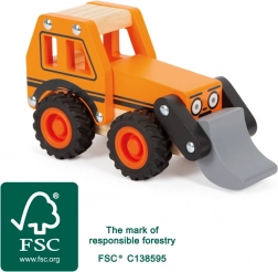 buldoexcavator din lemn SMALL FOOT cu cupă mobilă