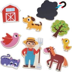 VIGA magneți prieteni de la fermă – set de 20 de magneți din lemn