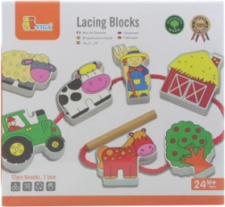 VIGA Blocuri Fermă din Lemn pentru Împletit Montessori