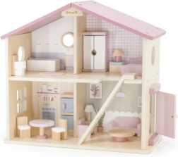 Viga PolarB căsuță mare din lemn pentru păpuși, 17 piese