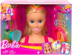 Cap de coafat Barbie neon curcubeu, păr blond