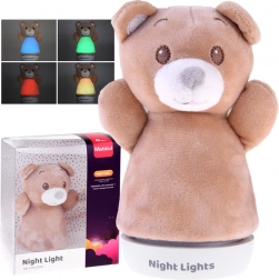 Ursuleț de pluș bej – veioză de noapte pentru copii cu suprafață moale