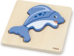 Puzzle din lemn cu insert delfin VIGA