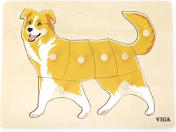 Puzzle montessori din lemn cu câine VIGA