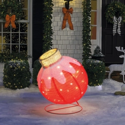 Decorațiune luminoasă în formă de glob de Crăciun cu 60 de LED-uri, roșie