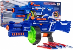 Blaster semi-automat pentru copii BLAZE STORM 6+ cu încărcător tip tambur și 20 de săgeți din spumă