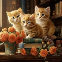 Mozaic cu diamante - Trei pisici