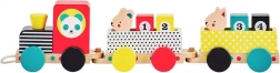 Trenuleț din lemn de tras cu numere și animăluțe PETIT COLLAGE