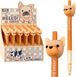 Pix cu gel cu motiv de câine, cerneală albastră, 0,5 mm