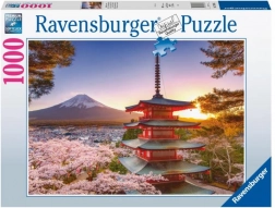 Puzzle Ravensburger panorama Fuji și cireși înfloriți 1000 piese