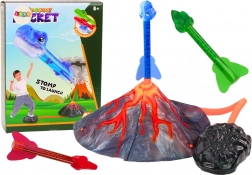 Set de joacă – lansator de rachete reglabil cu dinozauri și vulcan