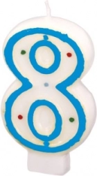 Lumânare numărul 8 cu buline colorate Amscan