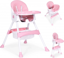 Scăunel de masă cu tăviță și coș, centură în 5 puncte, ECOTOYS – Roz