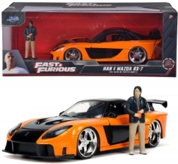 Model de mașină Rychle a zběsile 1997 Mazda RX-7 cu figurina Han Lue