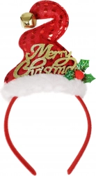 Bentiță de Crăciun cu căciuliță și clopoțel Merry Christmas