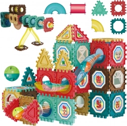 Set de construcție magnetică 3D – pistă cu bile 68 piese WOOPIE