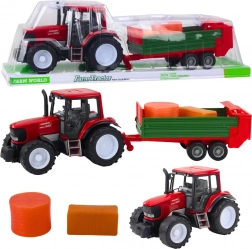 Tractor cu remorcă și baloți de fân, roșu, 62 cm