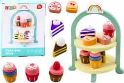 Set Cupcake Tort Dulce Suport din lemn