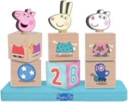 Cuburi din lemn Peppa Pig cu figurină