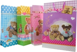 Pungă cadou colorată – extra mare cu ursuleți