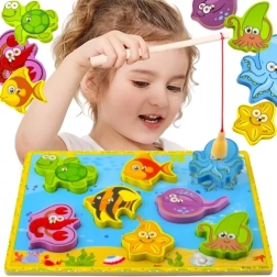 Kruzzel inserție puzzle magnetică din lemn „Peștișori”