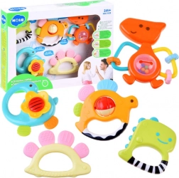 Set de 5 jucării zornăitoare și jucării pentru dentiție Dinozauri