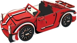 Puzzle 3D din lemn Cabriolet roșu pentru copii