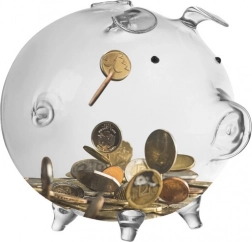 Pușculiță transparentă din sticlă în formă de purceluș Ruhhy