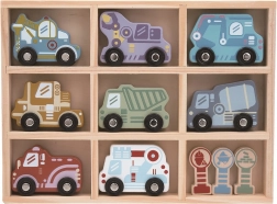 Set de mașinuțe din lemn cu poliță 2Kids Toys