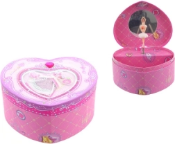 Cutie muzicală pentru bijuterii în formă de inimă cu balerină
