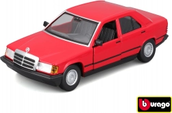 Model metalic de mașină Bburago 1:24 Plus 1987 Mercedes-Benz 190E roșu