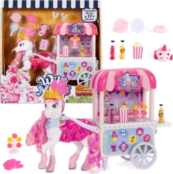 Wild Manes Candi unicorn cu cărucior cu dulciuri și accesorii, 22 piese