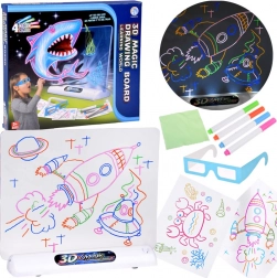 Tăbliță magică de desen 3D cu iluminare LED, markere și ochelari 3D