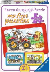 Primele mele puzzle-uri Mașini de construcții 3×6 piese RAVENSBURGER