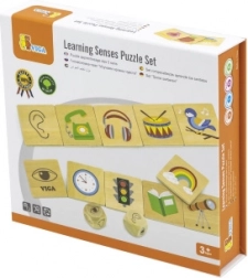 VIGA joc educativ puzzle din lemn pentru învățarea simțurilor
