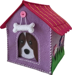 Cutiuțe din fetru Căţel mov TOYS INN – set creativ de cusut pentru copii